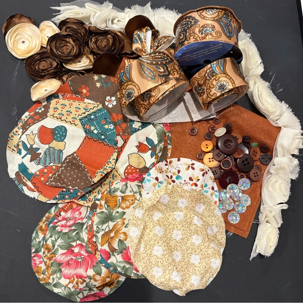 DIY Assorted Craft Sewing Fabric and Ribbon Lot Over 100 Pieces